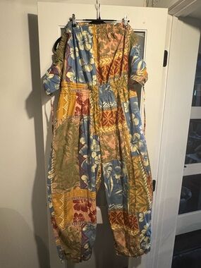 Free People Multicolor Patchwork Floral Jumpsuit